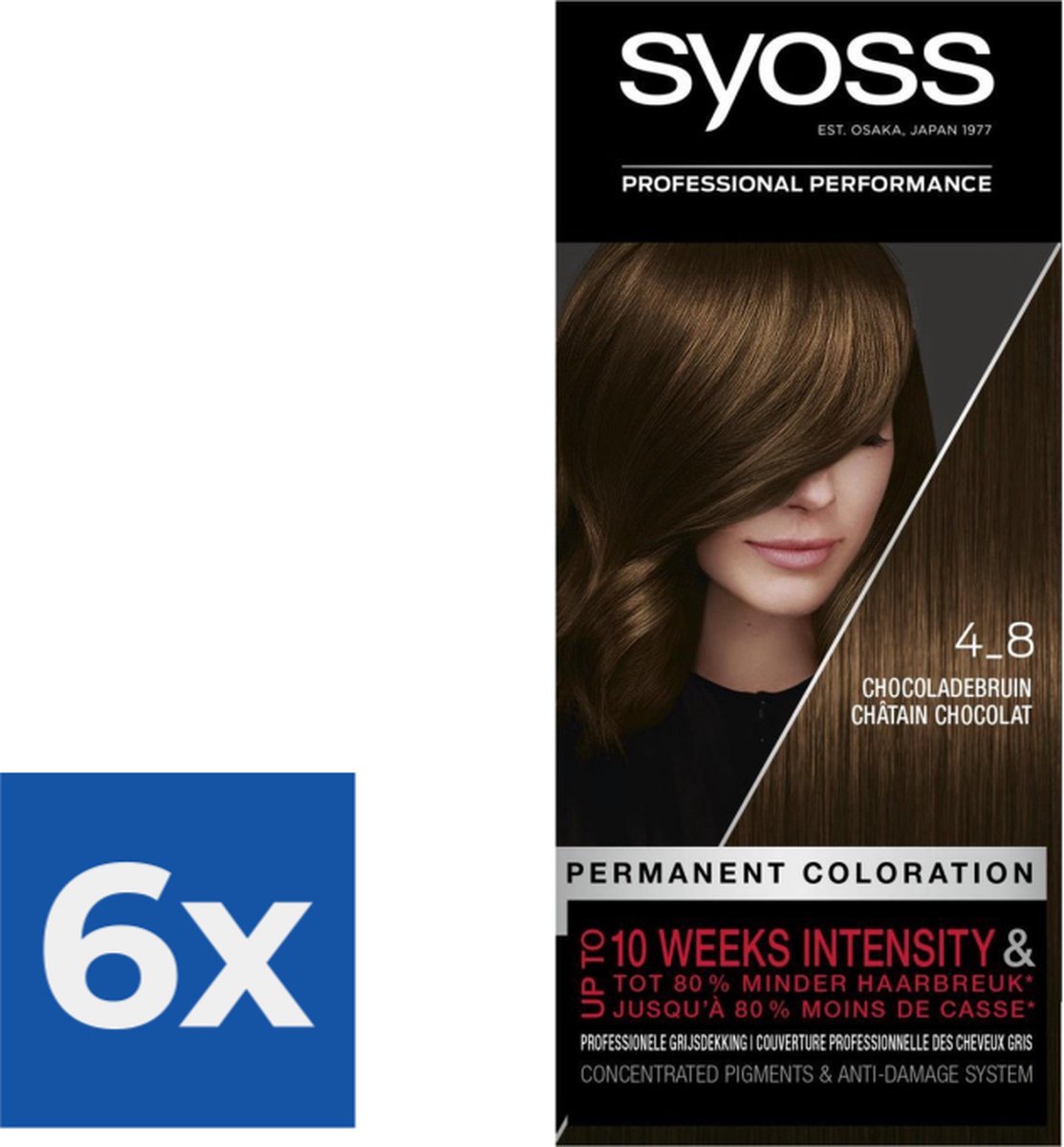 SYOSS Color baseline 4-8 Chocoladebruin Haarverf - 1 stuk - Voordeelverpakking 6 stuks
