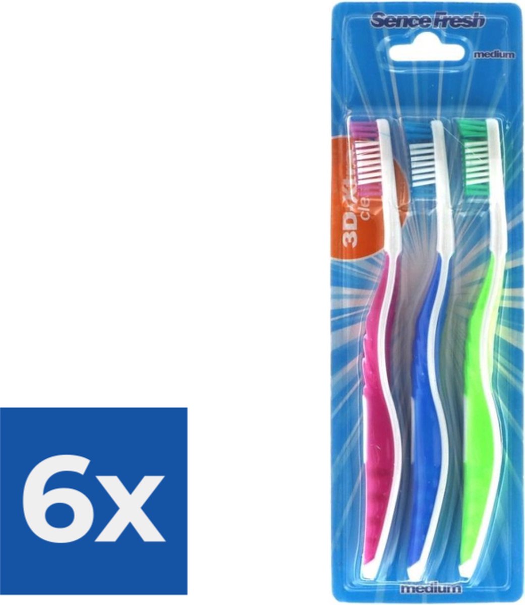 Sencefresh Tandenborstel - Medium 3D-Extra Clean 3 st. - Voordeelverpakking 6 stuks