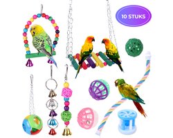 Vogelspeelgoed - 10 stuks - Pakket - Parkieten Speelgoed - Vogelkooi Decoratie - Vogelspeelgoed parkiet - Speeltjes