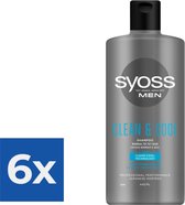 Syoss Men Clean and Cool Shampoo 440 ml - Voordeelverpakking 6 stuks