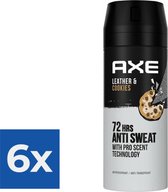 AXE Deo Spray 72H Dry - Leather & Cookies - 150 ml - Voordeelverpakking 6 stuks