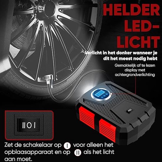 Autobanden Pomp - Multifunctionele Compressor - Bandenpomp - Draagbare Auto Pomp — afbeelding 3