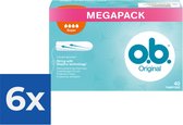 O.B. Tampons - Megapack Super Plus - Gebogen Groeven - 40 stuks - Voordeelverpakking 6 stuks