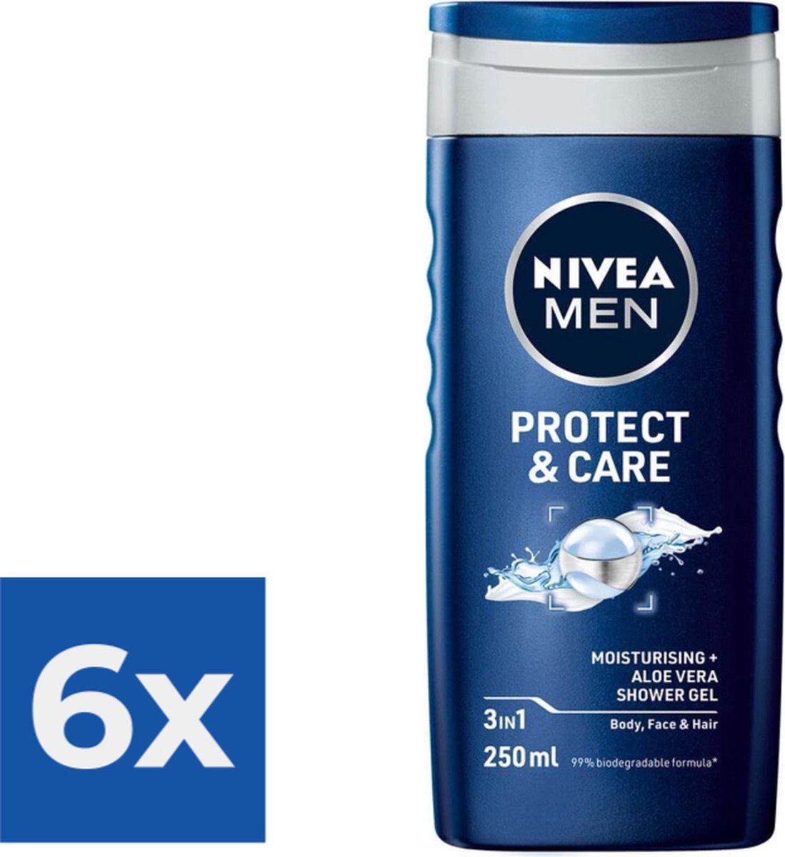 NIVEA Men Douchegel Protect & Care - 250 ml - Voordeelverpakking 6 stuks