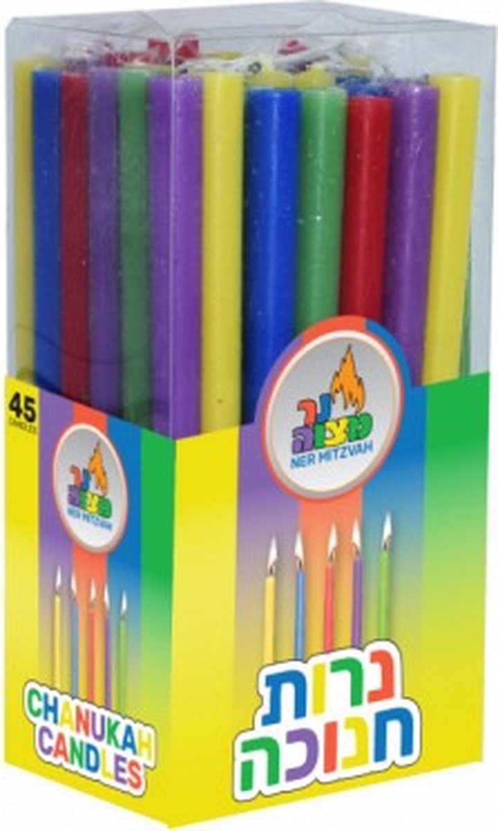 Candles from Ner Mitzvah, Long Chanukah Candles - Multi-Color