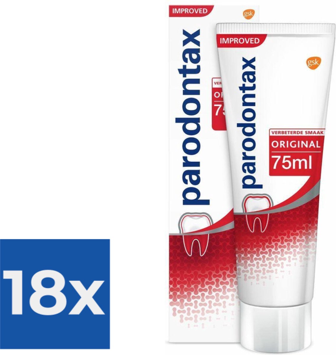 Parodontax Original Tandpasta- tegen bloedend tandvlees 75 ml Voordeelverpakking 18 stuks