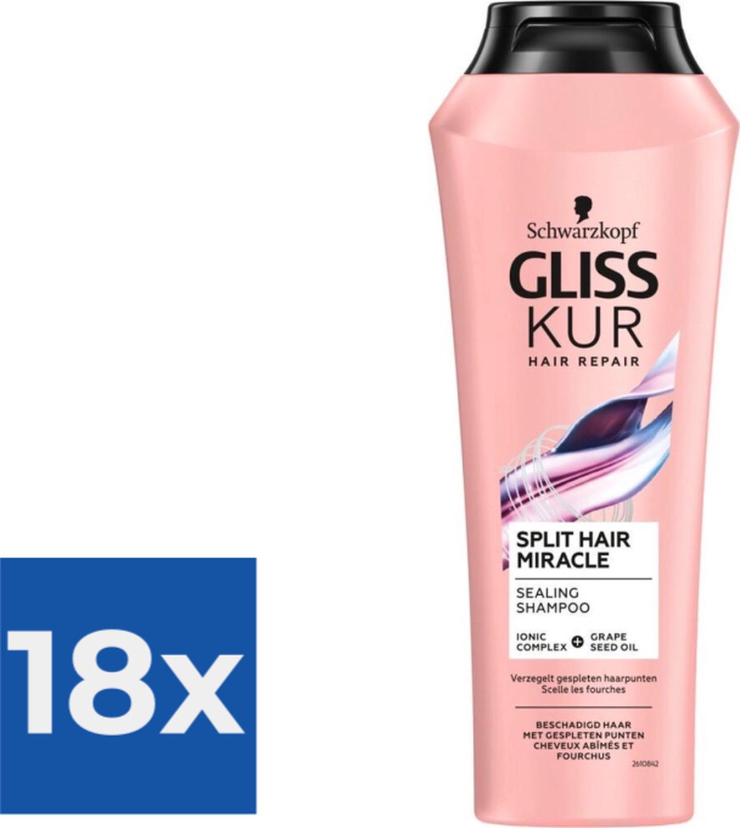 Gliss Kur Split End Shampoo 250 ml - Voordeelverpakking 18 stuks