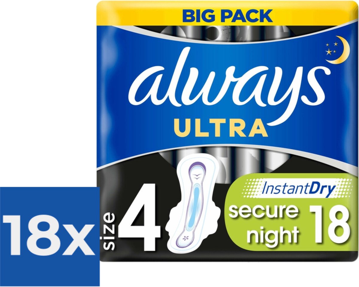 Always Maandverband Ultra Secure Night 18 Stuks - Voordeelverpakking 18 stuks