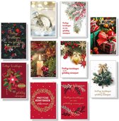 Cards & Crafts 50 Kerst- en Nieuwjaarskaarten - 9,5x14cm - 10 x 5 dubbele kaarten met enveloppen