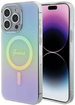 Guess Iridescent Back Case (MagSafe Compatible) - Geschikt voor Apple iPhone 15 Pro (6.1") - Turquoise