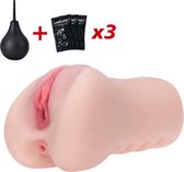 Lovellia Masturbator - 2-in-1 Vagina en Anus - Realistische huidtextuur - Draagbaar - Zacht materiaal - Heren seksspeeltje - Kunstvagina - Wit