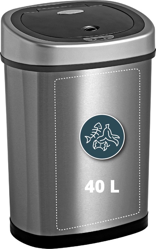 HOMCOM Poubelle automatique 50 L poubelle de cuisine à capteur de