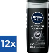 Nivea Men Douchegel Active Clean 250 ml - Voordeelverpakking 12 stuks