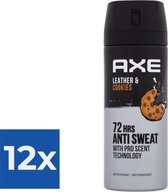 Axe - Collision Leather & Cookies Dry Antiperspirant - Antiperspirant In Spray For Men - Voordeelverpakking 12 stuks