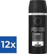 Axe Deospray  Black 150 ml - Voordeelverpakking 12 stuks