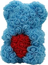 Livano Rozen Beertje - Valentijn Cadeautje Voor Haar & Hem - Rose Bear - Rozen Beer - Teddy - Vrouw - Blauw & Rood