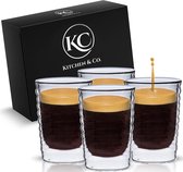 Espresso Kopjes Set (4 x 100 ml) Espresso Glazen Dubbelwandig 100 ml Dubbelwandige Glazen Gemaakt van Borosilicaatglas Espresso Glazen Set Espresso Kopjes Glazen Kop