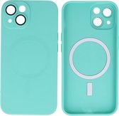 Hoesje Geschikt voor iPhone 15 - Back Cover - MagSafe Hoesje met Camera Beschermer - Turquoise