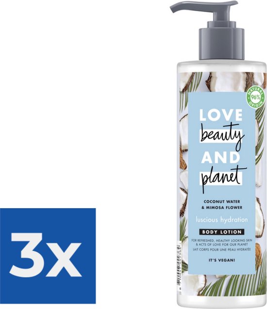 Love Beauty and Planet Coconut Water & Mimosa Flower Lucious Hydration Bodylotion - 400 ml - Voordeelverpakking 3 stuks