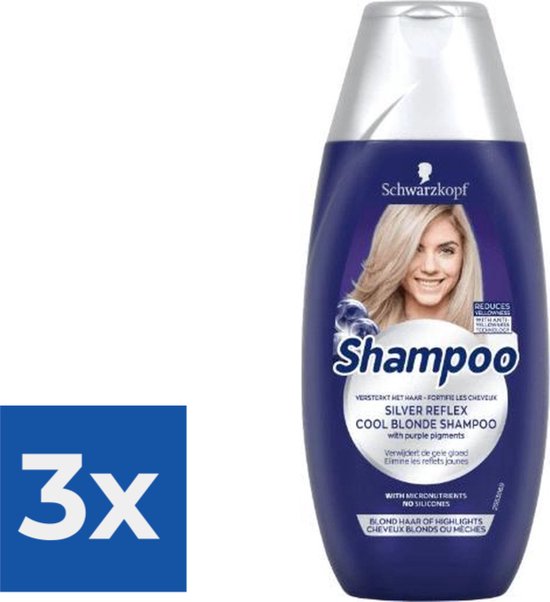 Foto: Schwarzkopf shampoo silver reflex cool blond reflex 250ml voordeelverpakking 3 stuks