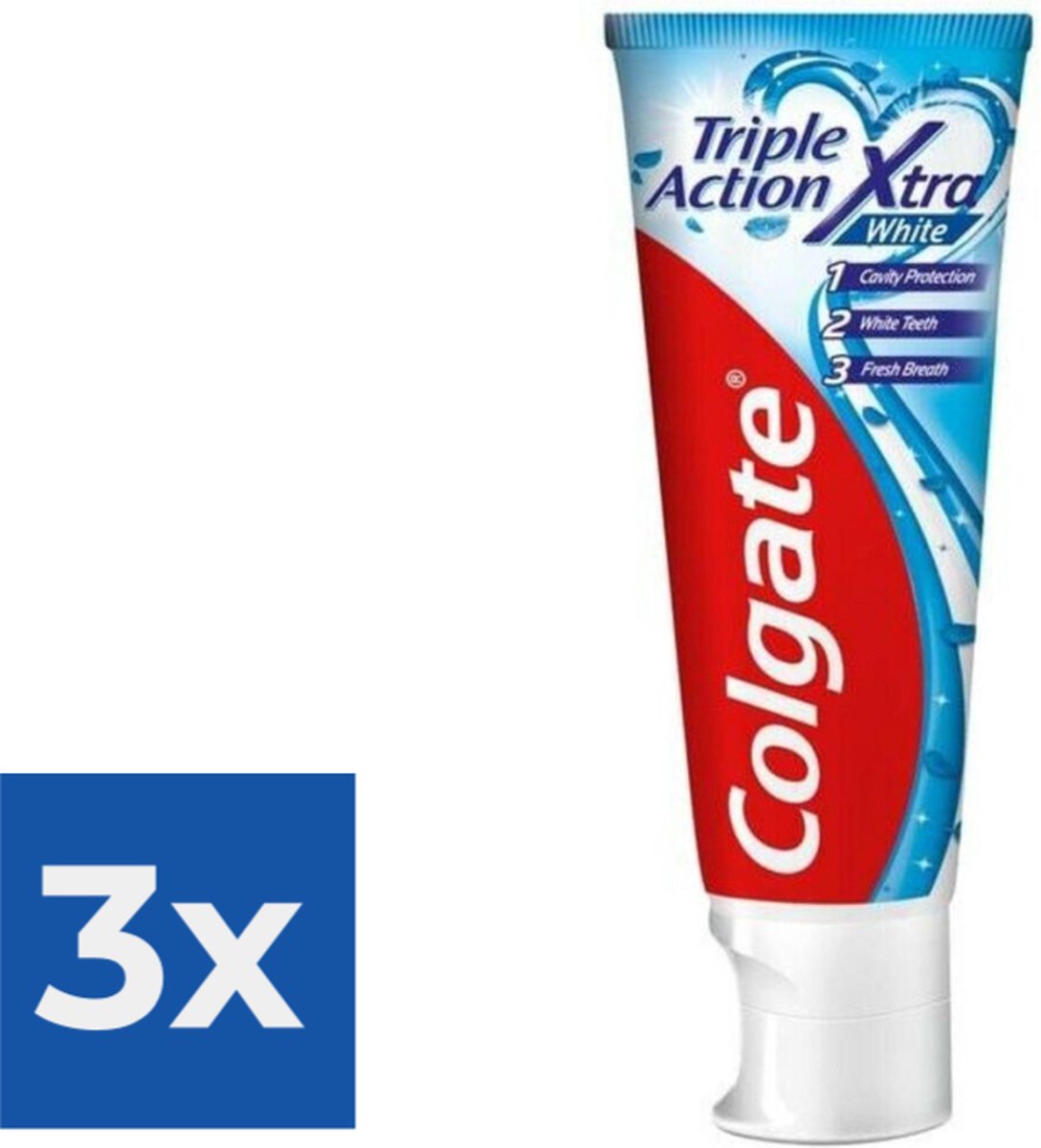 Goedkoopste Colgate Tandpasta Triple Action Whitening 75 ml - Voordeelverpakking 3 stuks
