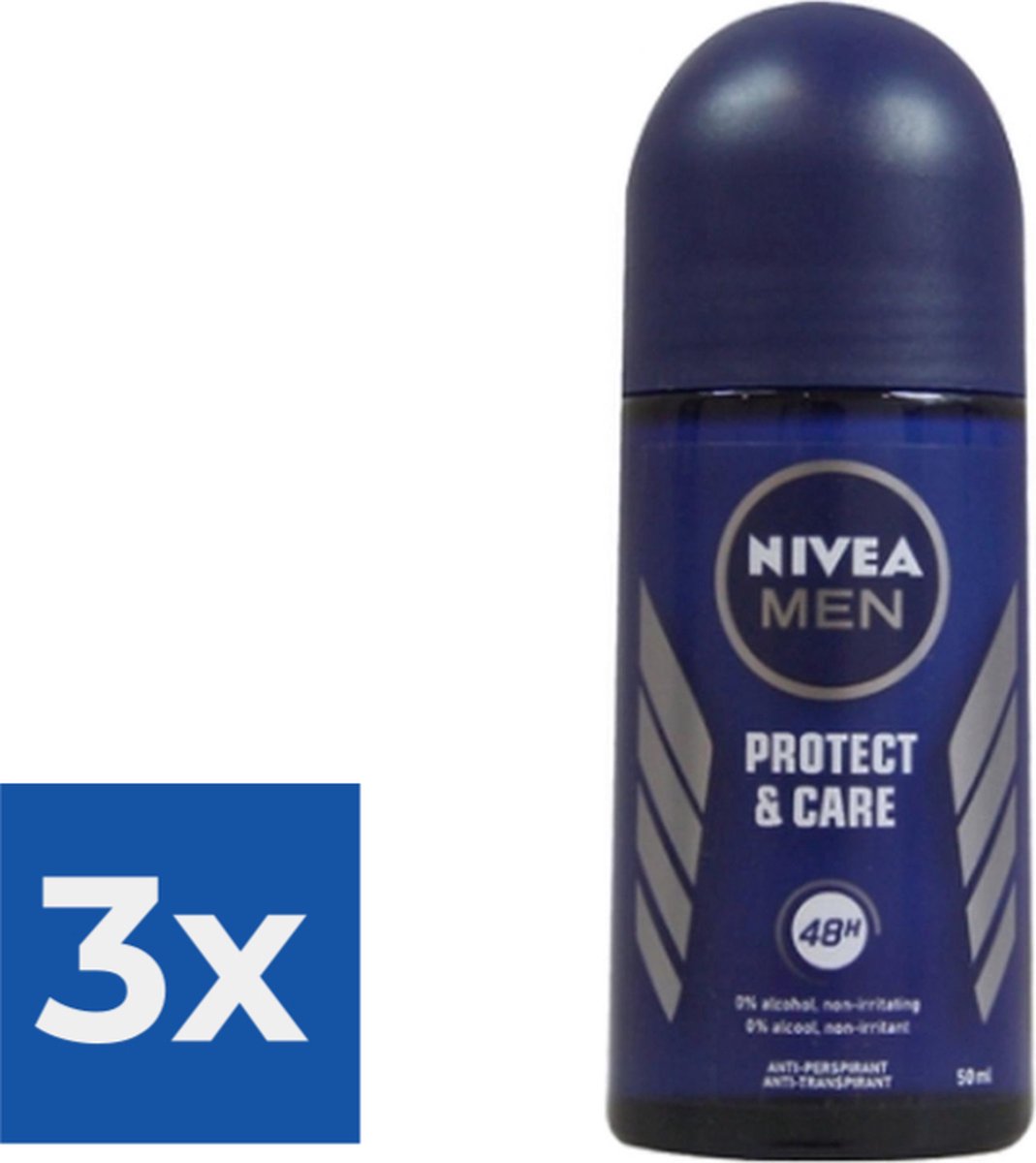 Goedkoopste Nivea Deo Roll-on Men - Protect & Care - 50ml - Voordeelverpakking 3 stuks