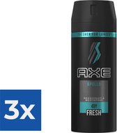 Axe Deodorant Bodyspray Apollo 150 ml - Voordeelverpakking 3 stuks