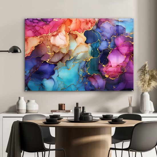 Peinture sur verre 120x80 cm - Photo sur verre - Marbre - Peinture salon - Peintures plexiglas chambre - Décoration chambre plaque de verre - Décoration murale peintures sur verre - Décoration murale - Peinture sur verre colorée
