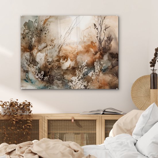 Peinture sur verre 80x60 cm - Décoration de Fleurs - Photo sur verre - Peinture de salon - Peintures de chambre - Plaque de verre de décoration de chambre - Peintures sur verre de Décoration murale - Décoration murale - Peinture sur verre abstraite
