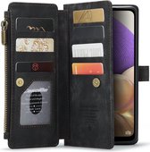 CaseMe C30 Hoesje Geschikt voor Samsung Galaxy A23 | Wallet Zipper Book Case met Pasjeshouder | Beschermhoes met Portemonnee | Zwart