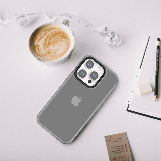 IYUPP Bumper pour iPhone 15 Pro Max Case Grijs x Zwart