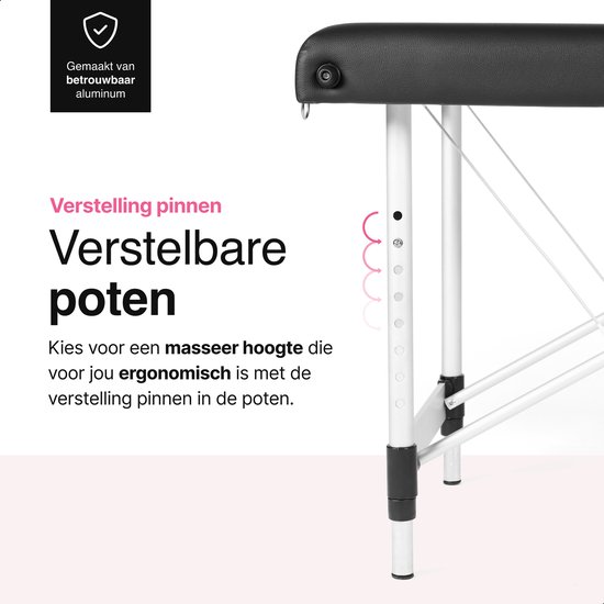 Vivid Green Massagetafel 3 zones - Inklapbaar - Max Draagvermogen 230 KG - 8 Hoogtestanden - Behandelbank - Behandeltafel - Bed - Incl. Opbergtas