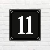 Huisnummerbord Mat zwart Deluxe - Nummer 11 - incl. bevestiging