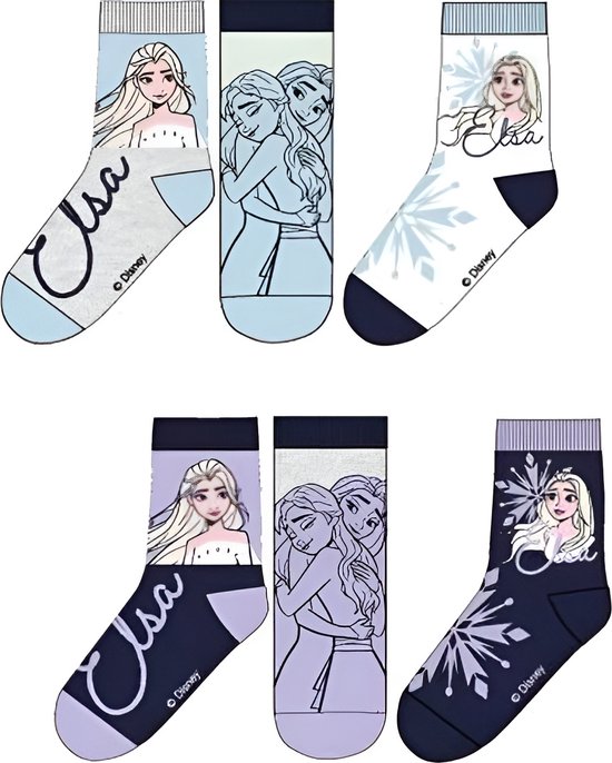 Frozen Elsa - 6 paar meisjes sokken - 23-26