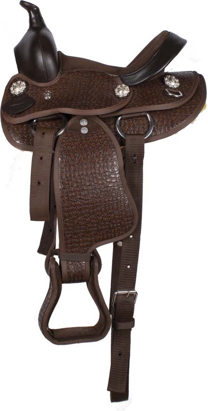 Selle western Pagony Bison - Taille : 10 - Marron - Simili cuir