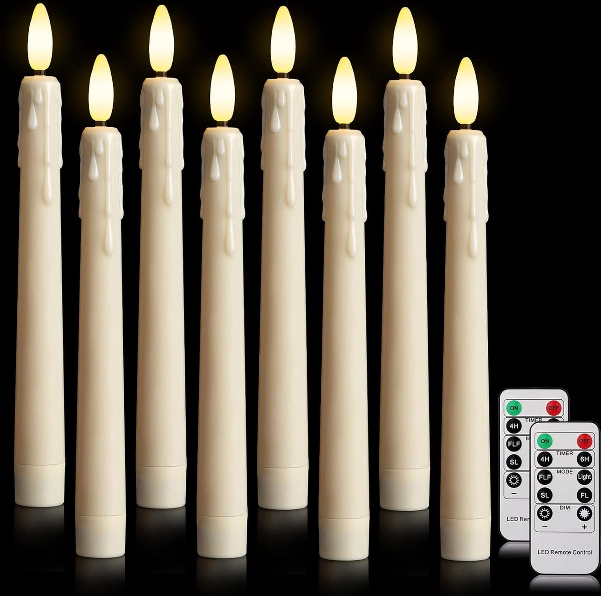 Bougies Led noires/blanches avec flamme vacillante, sans flamme