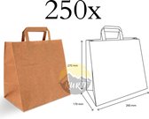 KURTT - Papieren draagtas / papieren tassen 26+17x27cm bruin, 250 stuks - met video