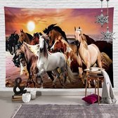 Wandkleed - Wanddoek - wandtapijt - paarden - 180 x 300 cm