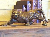 Tuinbeeld - bronzen beeld - Sluipende jaguar - Bronzartes - 17 cm hoog