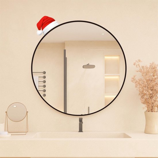 Lichte ronde spiegel met metalen frame HD-wandspiegel van glas voor badkamer, kleedkamer of make-upspiegel in de woonkamer