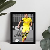 Erling Haaland Ingelijste Handtekening – 15 x 10cm In Klassiek Zwart Frame – Gedrukte handtekening – Borussia Dortmund - Voetbal Legend - Football - Manchester City