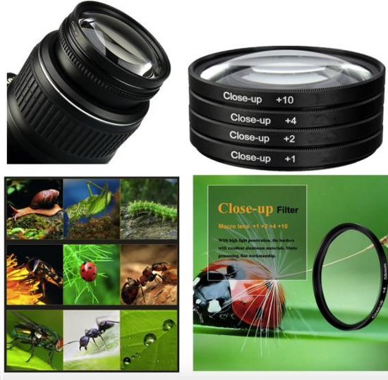 Close Up Macro Filter Set 58mm – Nikon / Canon / Sony Camera Lens Filter +1+2+4+10 – 4 Pack 58CUP