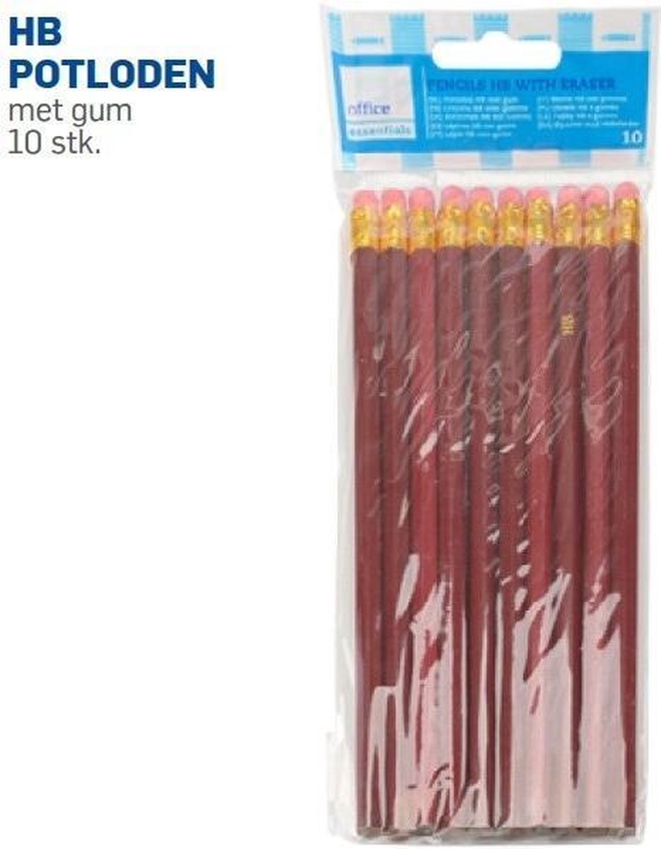 Potlood met gum - Potloden met gum - 10 Stuks - Office Essentials