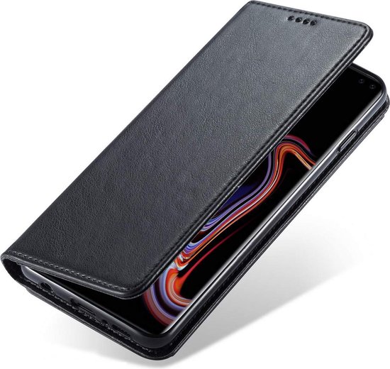 HB Hoesje Geschikt voor Samsung Galaxy J6 Plus - Zwart - Luxe Kunstlederen Slim Portemonnee Book Case