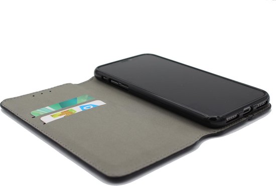 HB Hoesje Geschikt voor Samsung Galaxy J6 Plus - Zwart - Luxe Kunstlederen Slim Portemonnee Book Case