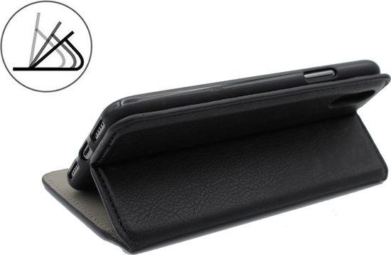HB Hoesje Geschikt voor Samsung Galaxy J6 Plus - Zwart - Luxe Kunstlederen Slim Portemonnee Book Case
