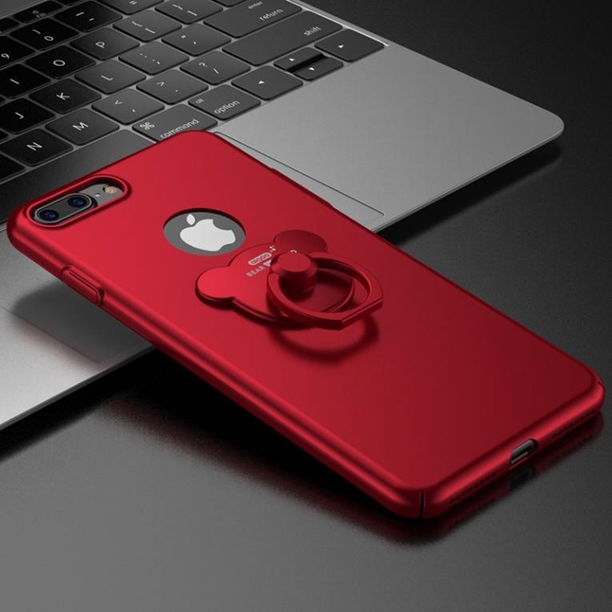 Rode Hardcase Hoesje met Ring voor iPhone 7 Plus