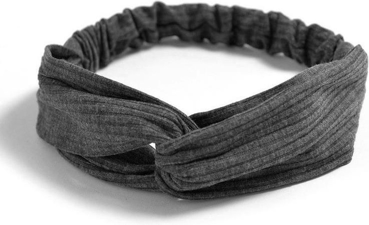 Knitted Haarband Dark Grey | Grijs | Katoen | Cross Bandana | Fashion Favorite