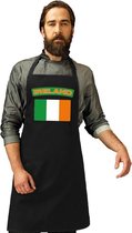 Ierse vlag keukenschort/ barbecueschort zwart heren en dames - Ierland schort