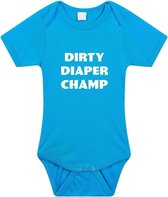 Dirty Diaper Champ tekst baby rompertje blauw jongens - Kraamcadeau - Babykleding 92 (18-24 maanden)